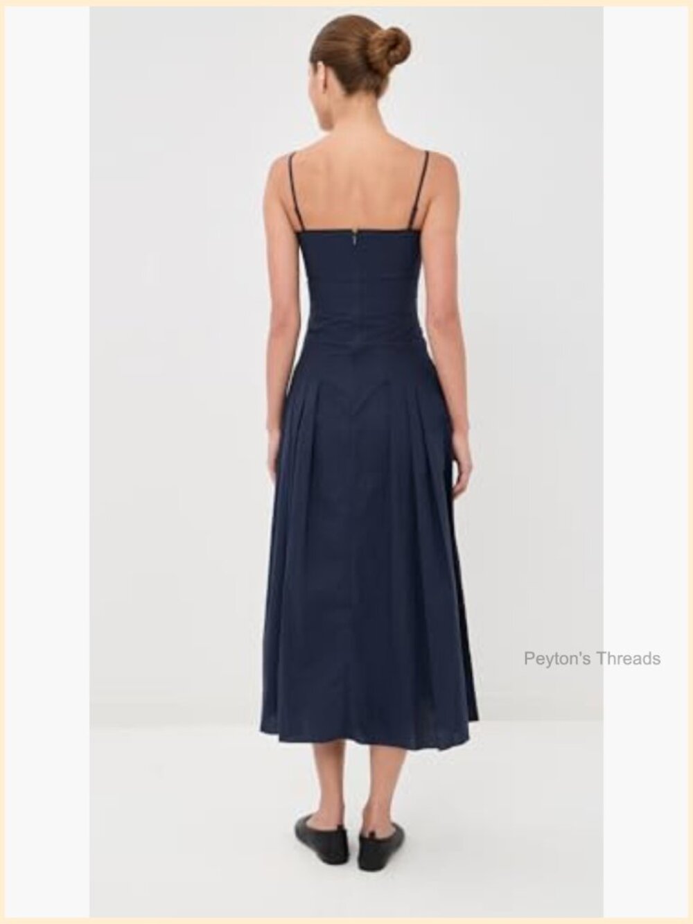 Lightweight Non-Stretch Poplin Square Neck Midi Dress with Pockets - Picture 3 of 6